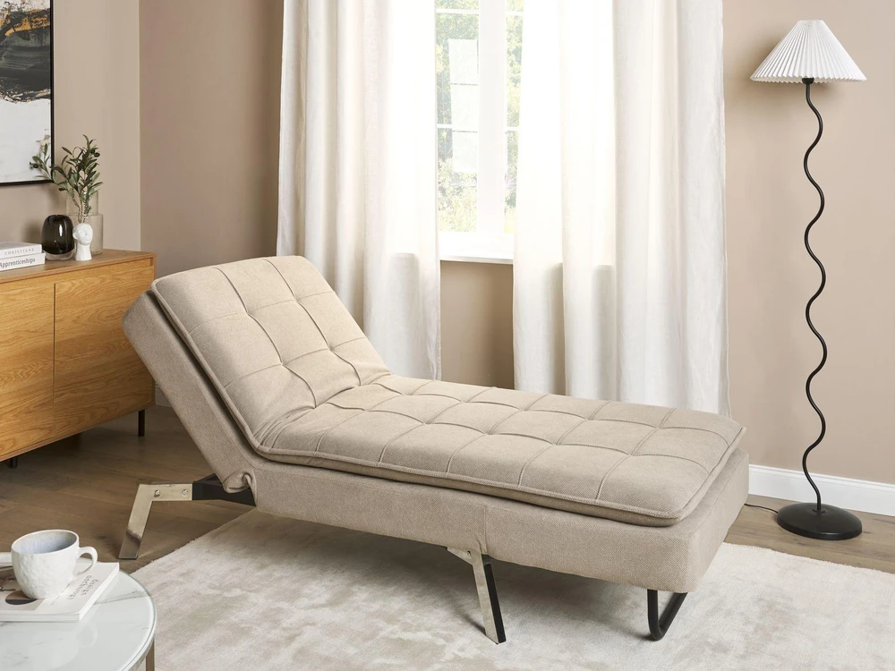 Sofa Beliani Šezlongas LOIRET smėlio spalvos