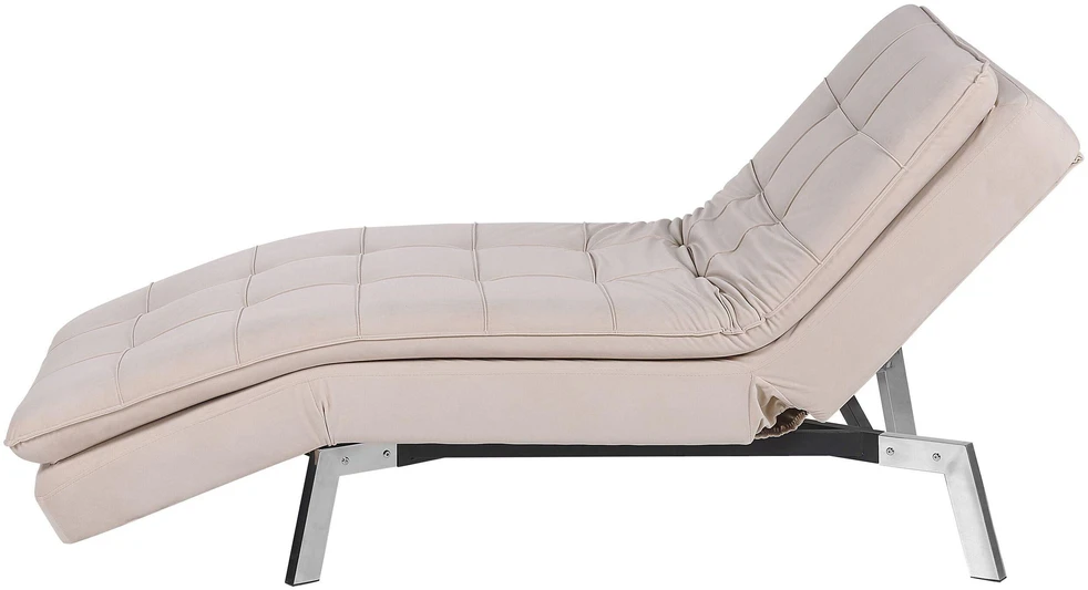 Sofa Beliani Šezlongas LOIRET smėlio spalvos veliūras