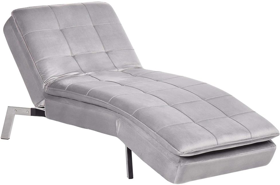 Sofa Beliani Šezlongas LOIRET veliūras šviesiai pilkas