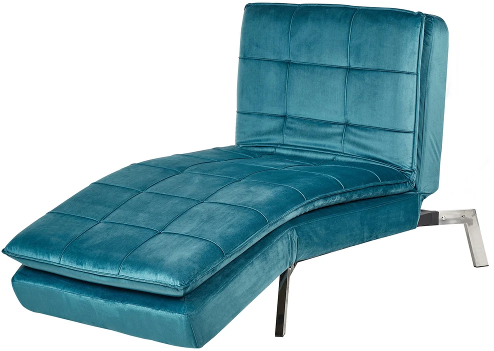 Sofa Beliani Šezlongas LOIRET, veliūrinis, lazurito spalvos