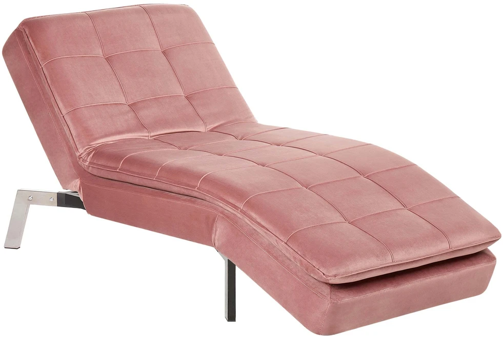 Sofa Beliani Šezlongas LOIRET veliūrinis rožinis