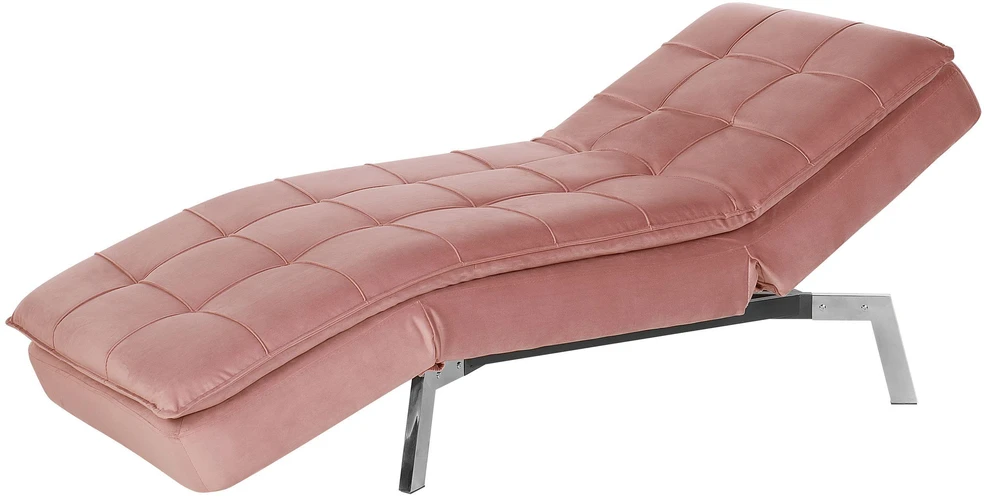 Sofa Beliani Šezlongas LOIRET veliūrinis rožinis