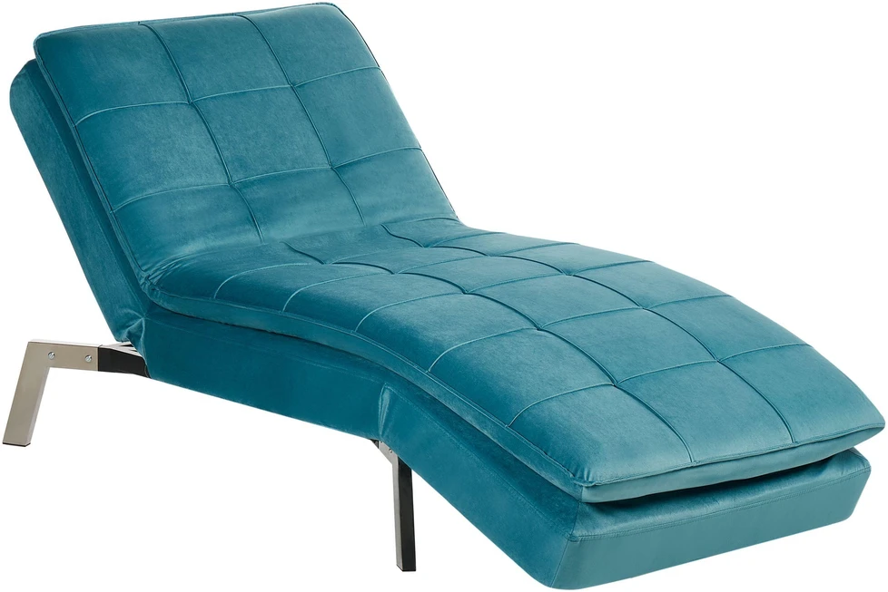 Sofa Beliani Šezlongas LOIRET, veliūrinis, lazurito spalvos