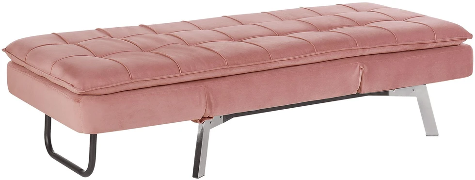 Sofa Beliani Šezlongas LOIRET veliūrinis rožinis