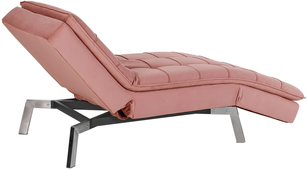 Sofa Beliani Šezlongas LOIRET veliūrinis rožinis