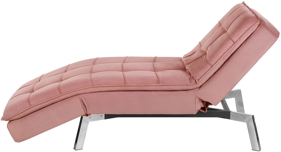 Sofa Beliani Šezlongas LOIRET veliūrinis rožinis