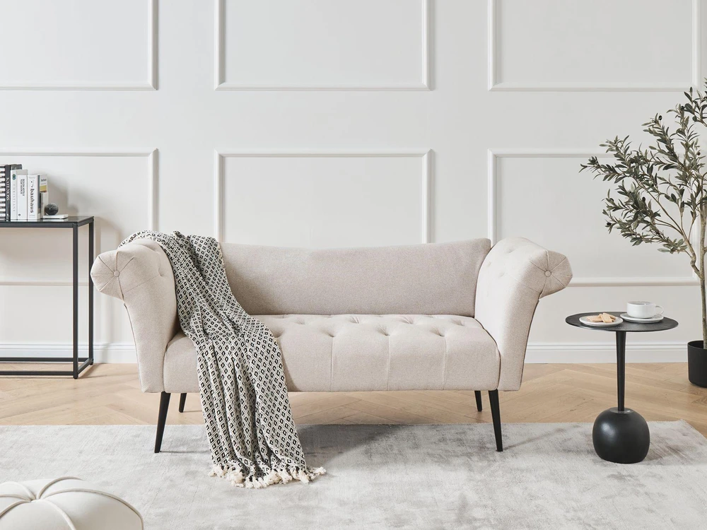 Sofa Beliani Šezlongas NANTILLY šviesiai smėlio spalvos