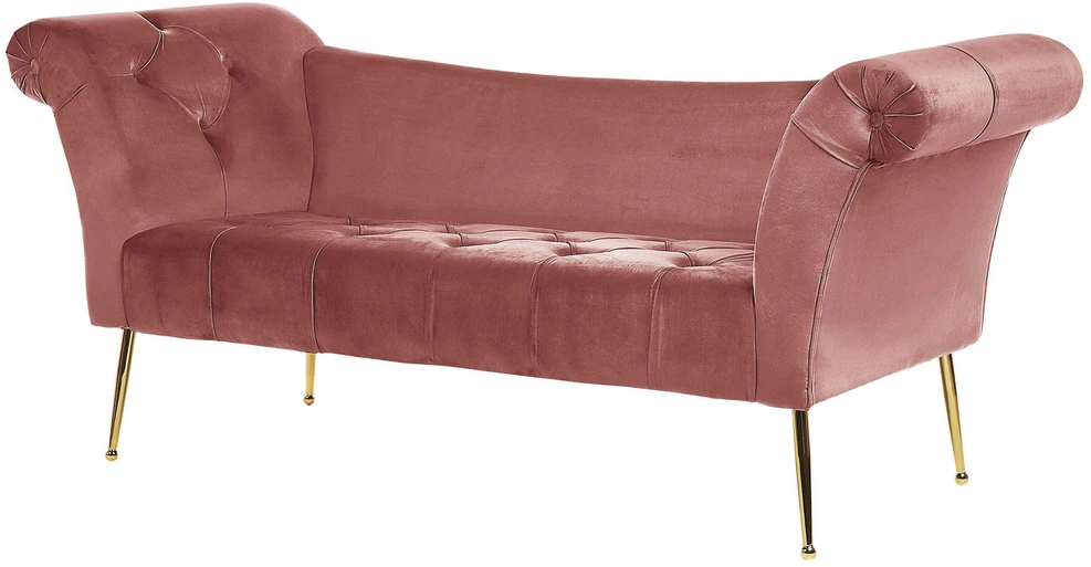 Sofa Beliani Šezlongas NANTILLY velvetinis rausvas