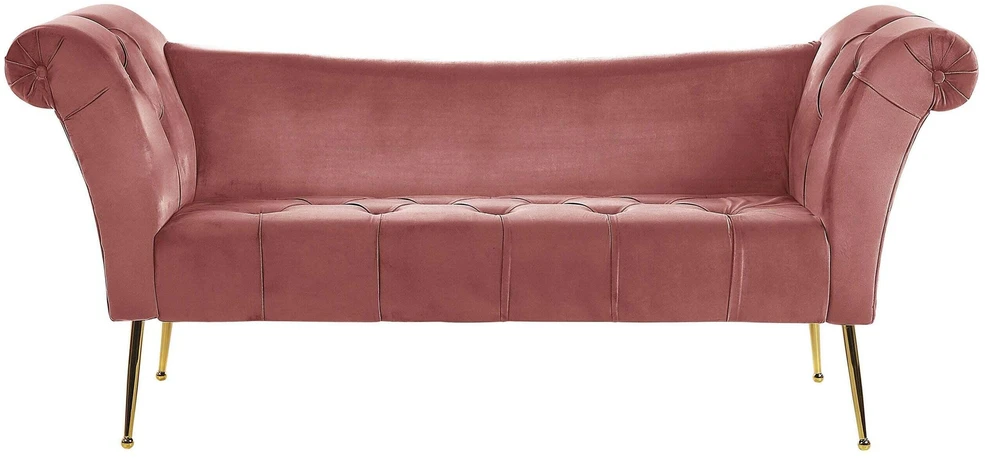 Sofa Beliani Šezlongas NANTILLY velvetinis rausvas