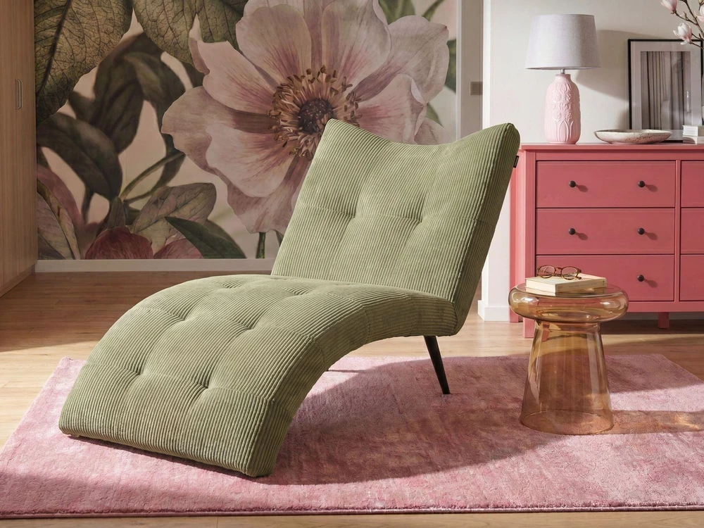 Sofa Beliani Šezlongas QUILLY velvetinis žalias