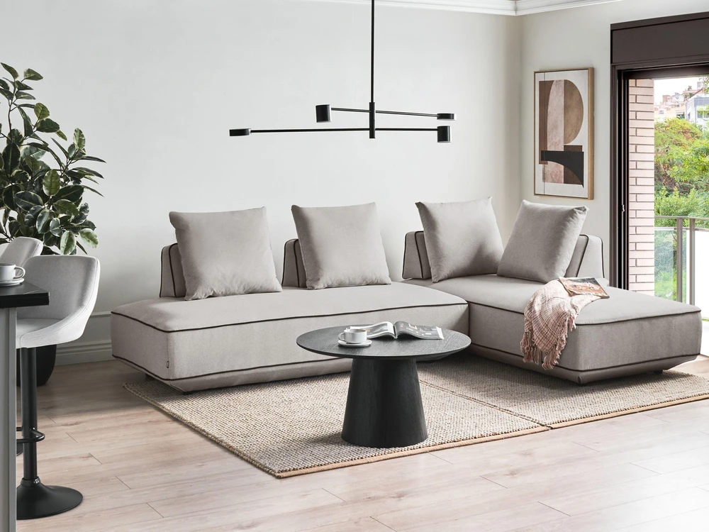 Sofa Beliani Šezlongas SEILLANS šviesiai pilkas