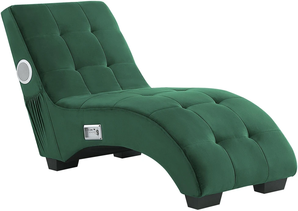 Sofa Beliani Šezlongas SIMORRE veliūrinis smaragdo spalvos su integruotu Bluetooth garsiakalbiu