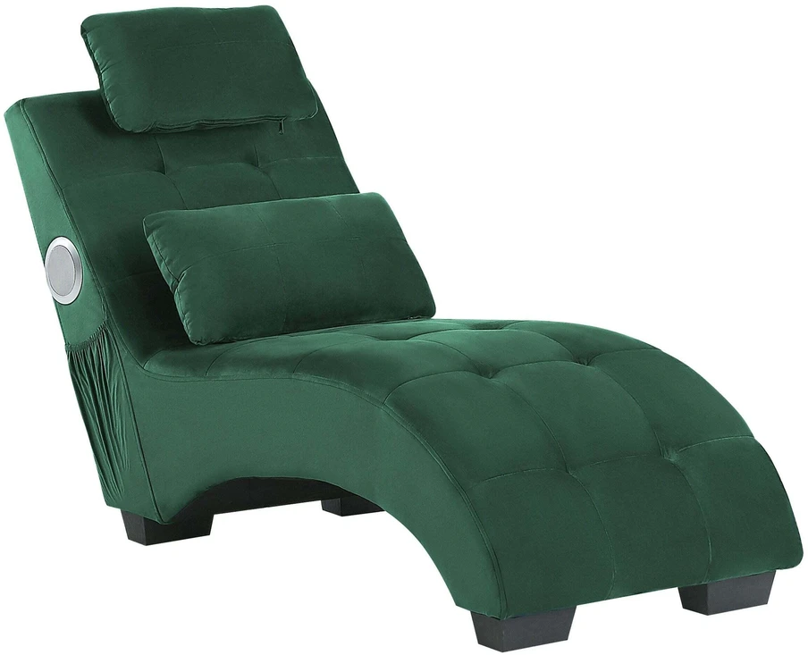 Sofa Beliani Šezlongas SIMORRE veliūrinis smaragdo spalvos su integruotu Bluetooth garsiakalbiu