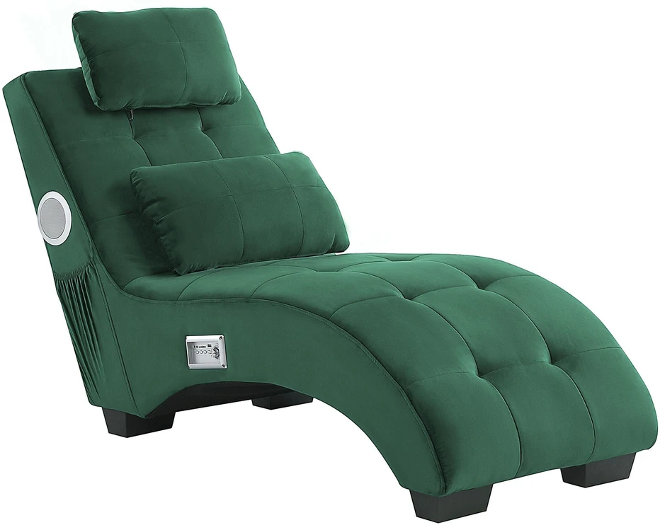Sofa Beliani Šezlongas SIMORRE veliūrinis smaragdo spalvos su integruotu Bluetooth garsiakalbiu