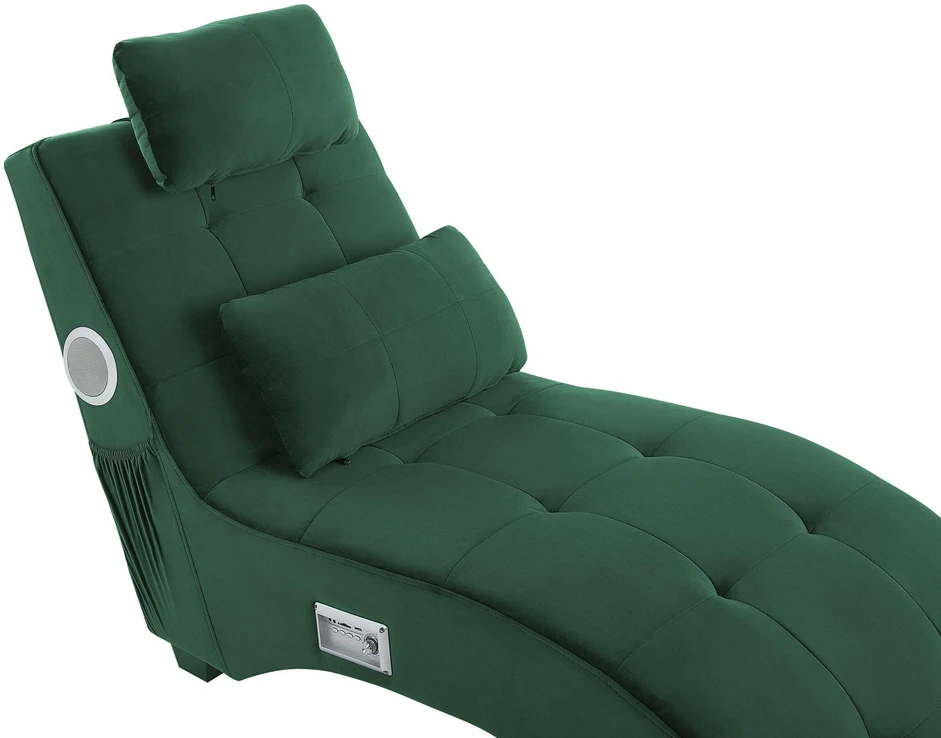 Sofa Beliani Šezlongas SIMORRE veliūrinis smaragdo spalvos su integruotu Bluetooth garsiakalbiu
