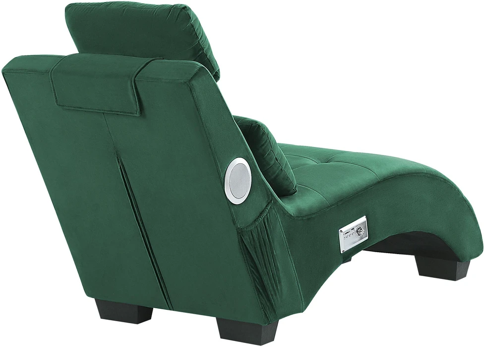 Sofa Beliani Šezlongas SIMORRE veliūrinis smaragdo spalvos su integruotu Bluetooth garsiakalbiu