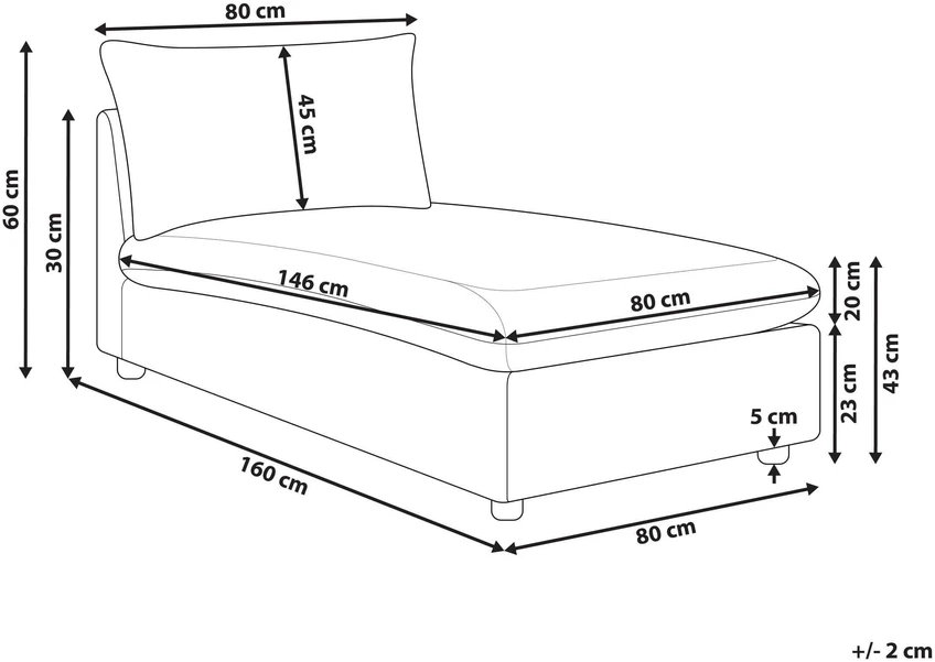 Sofa Beliani Šezlongas VIZILLE smėlinės spalvos