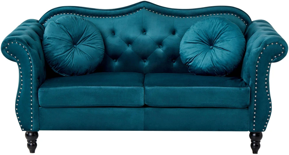 Sofa Beliani SKIEN poilsio baldų komplektas 5 asmenims, aksominis, žydras