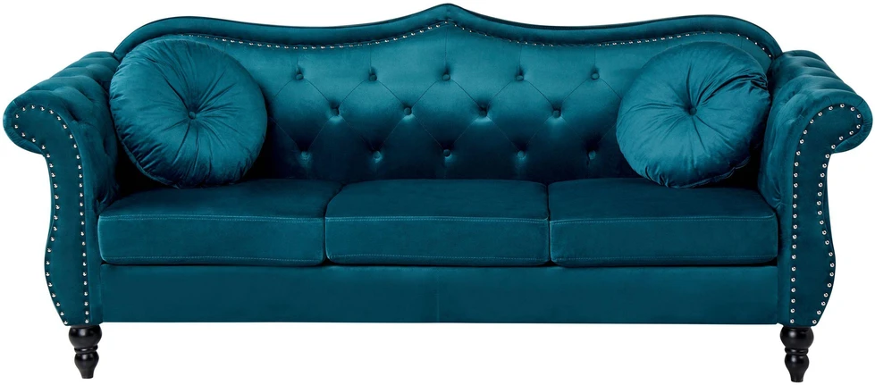 Sofa Beliani SKIEN poilsio baldų komplektas 5 asmenims, aksominis, žydras