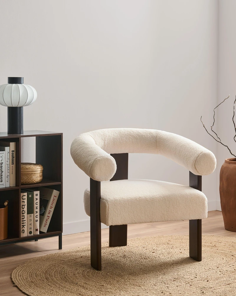 Sofa Beliani Svetainės baldų komplektas ILBRO, Boucle audinys, balta/tamsiai ruda