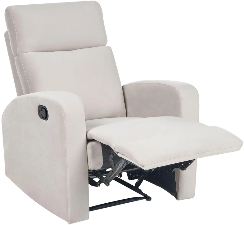 Sofa Beliani Svetainės baldų komplektas su mechanine atsipalaidavimo funkcija 3 asmenims VERDAL, smėlio spalvos veliūras