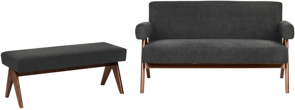 Sofa Beliani Svetainės baldų komplektas TAMRE Boucle juodas/tamsiai rudas