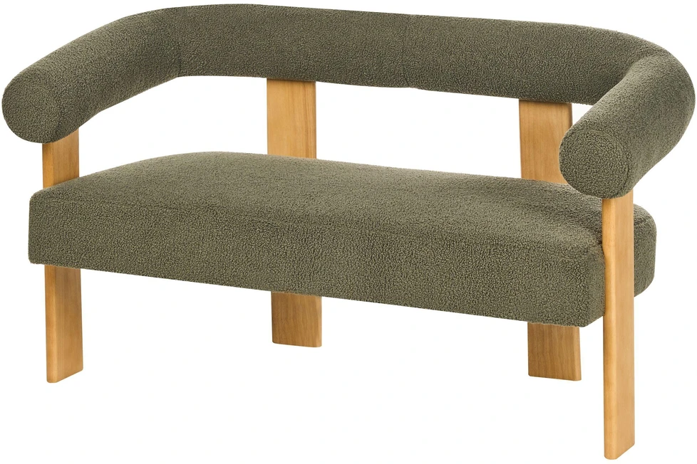 Sofa Beliani Svetainės baldų komplektas ILBRO Boucle žalias/šviesiai rudas