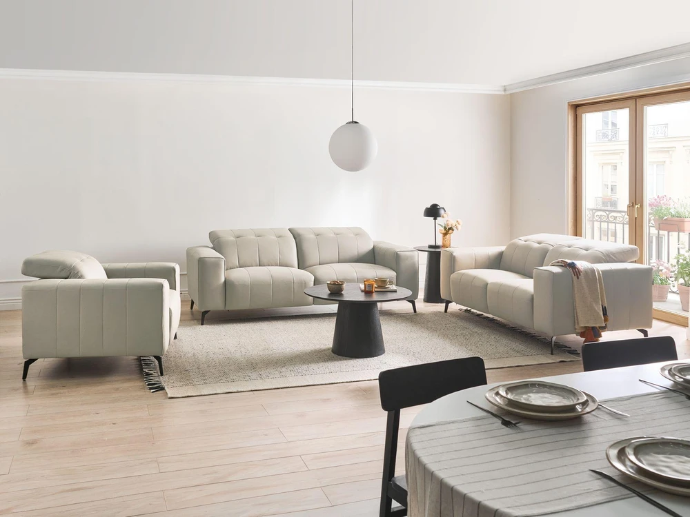 Sofa Beliani Svetainės baldų komplektas 6 asmenims OMMEL šviesiai smėlio spalvos