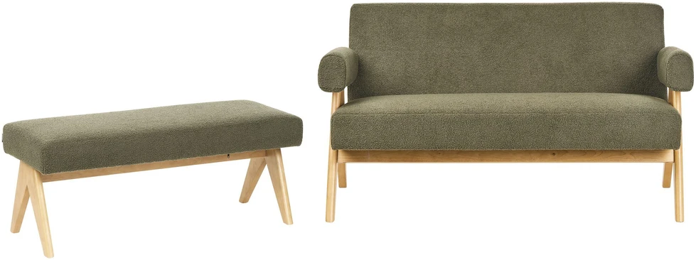 Sofa Beliani Svetainės baldų komplektas TAMRE Boucle žalias / šviesiai rudas