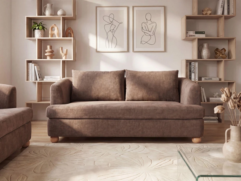 Sofa Beliani Svetainės baldų komplektas 6 asmenims RATTVIK rudas šenilas