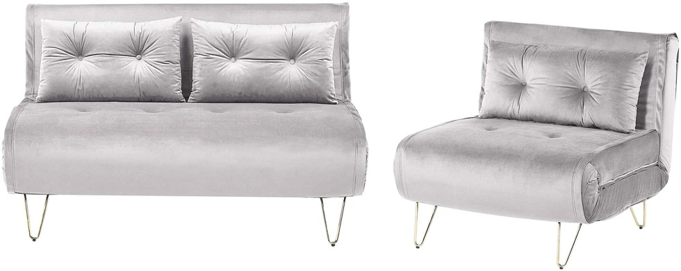 Sofa Beliani Svetainės baldų komplektas 3 asmenims VESTFOLD, veliūras, pilkas