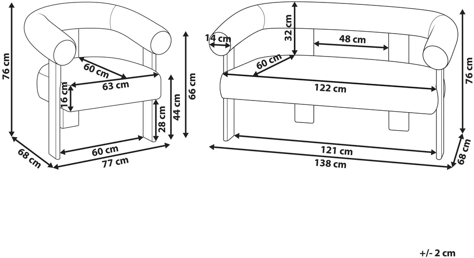 Sofa Beliani Svetainės baldų komplektas ILBRO Boucle juodas / šviesiai rudas