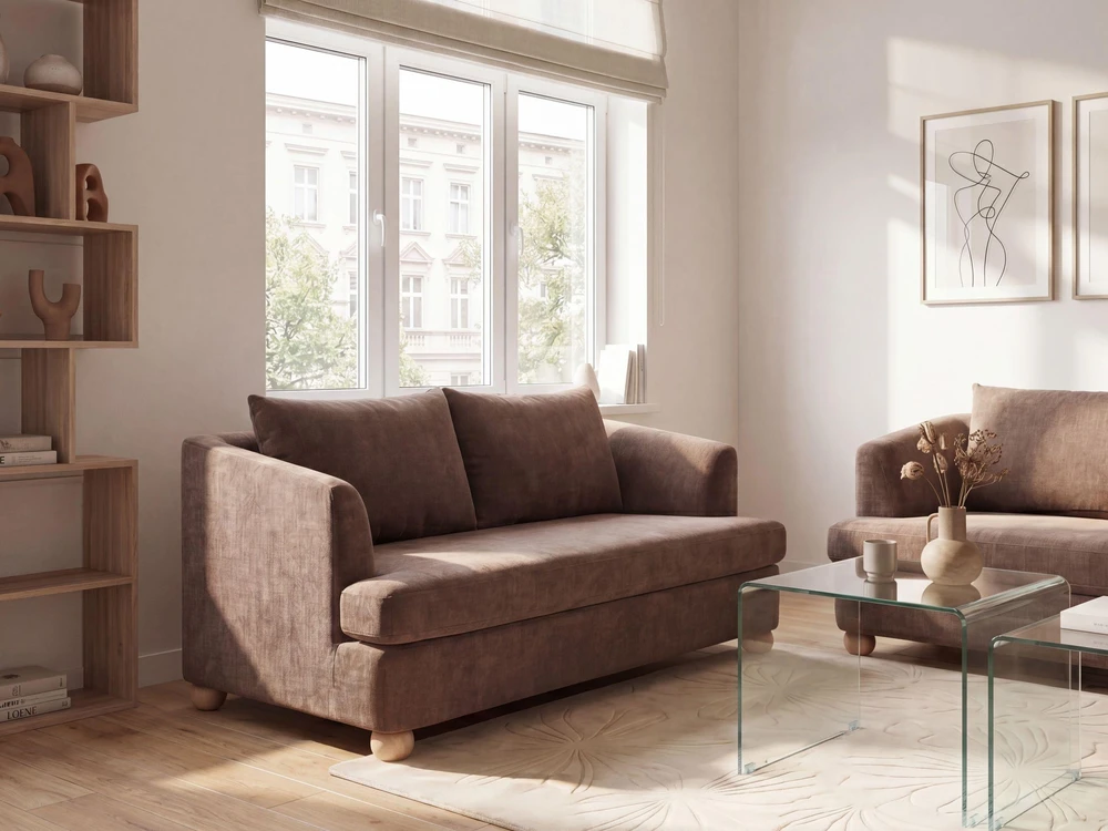 Sofa Beliani Svetainės baldų komplektas 6 asmenims RATTVIK rudas šenilas