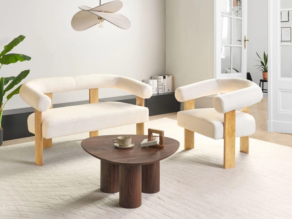 Sofa Beliani Svetainės komplektas ILBRO Boucle, kreminė/šviesiai ruda
