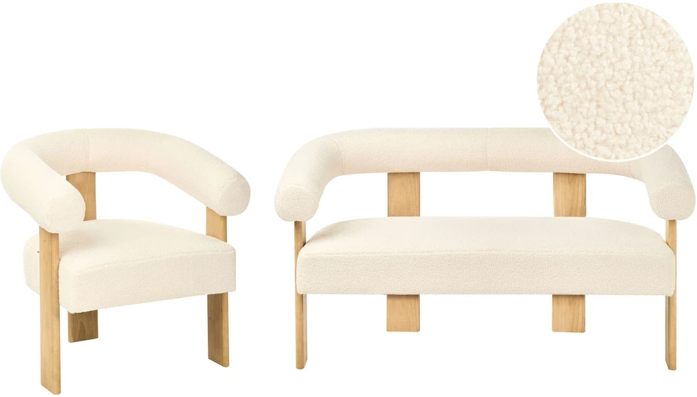 Sofa Beliani Svetainės komplektas ILBRO Boucle, kreminė/šviesiai ruda