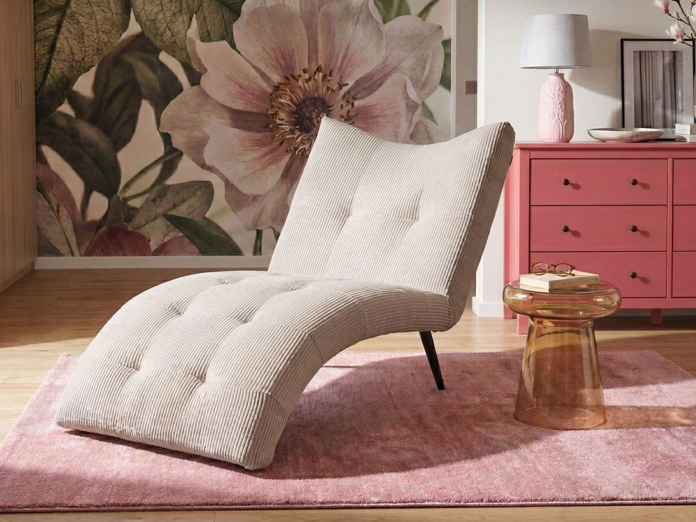 Sofa Beliani Szezlongas QUILLY velvetinis smėlio ir pilkos spalvos