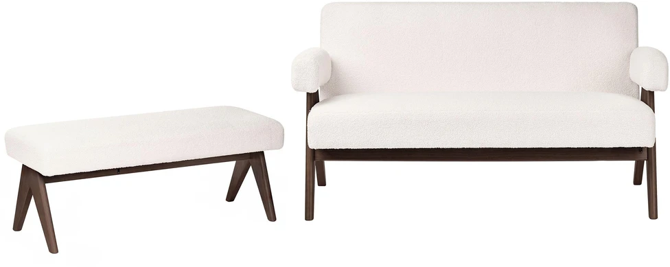 Sofa Beliani TAMRE buklė poilsio baldų komplektas, kreminė balta / tamsiai ruda