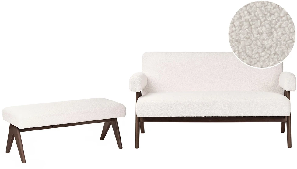 Sofa Beliani TAMRE buklė poilsio baldų komplektas, kreminė balta / tamsiai ruda