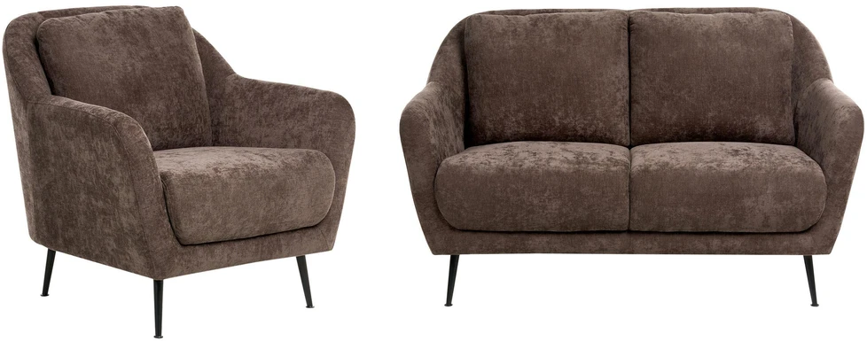 Sofa Beliani Trijų vietų svetainės baldų komplektas EIBY, šenilio audinys, tamsiai rudas
