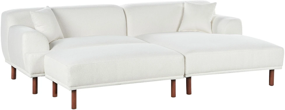 Sofa Beliani Trivietis kampas HOLT, bouclé audinys, baltas, su otimane, kairinis