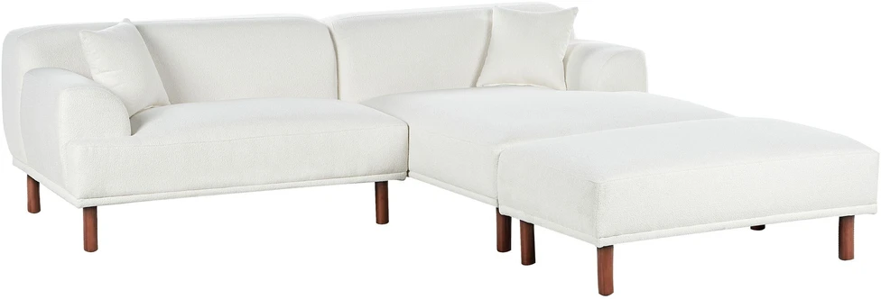 Sofa Beliani Trivietis kampas HOLT, bouclé audinys, baltas, su otimane, kairinis