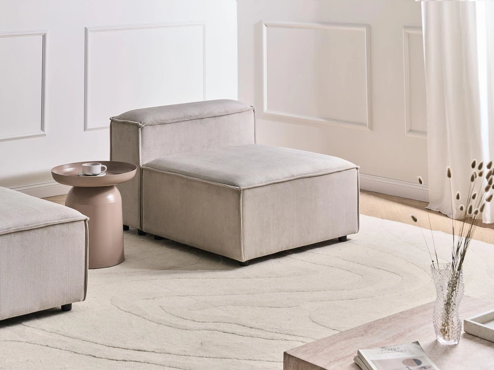 Sofa Beliani Vienvietis modulis ARDAL, briaunuotas velvetas, smėlio ir juodos spalvos
