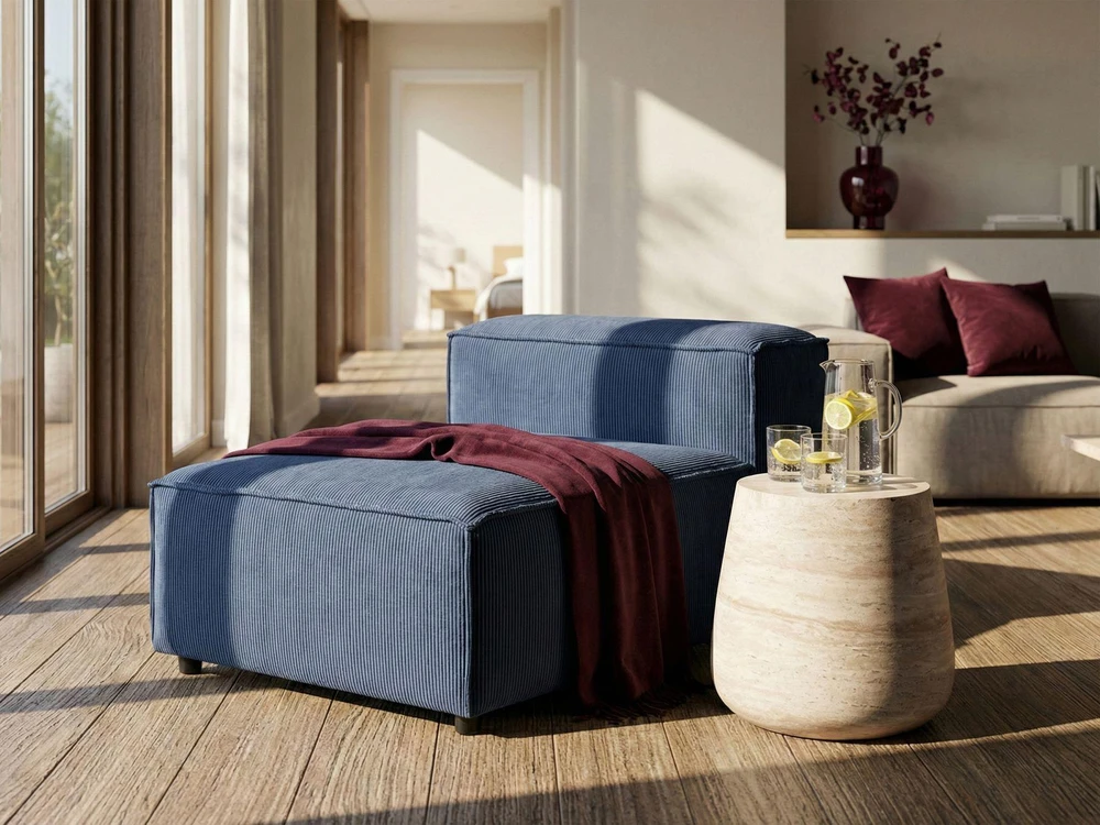 Sofa Beliani Vienvietis modulis ARDAL, velvetas, tamsiai mėlynas
