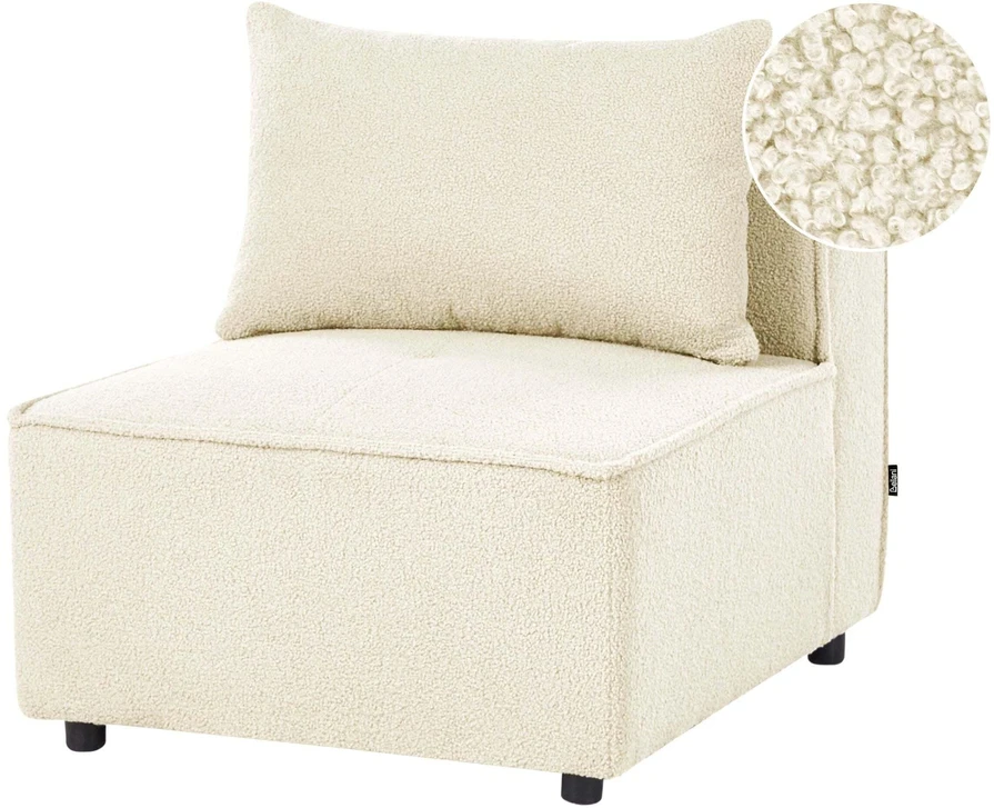 Sofa Beliani Vienvietis modulis AXEBO, kreminės baltos spalvos Boucle