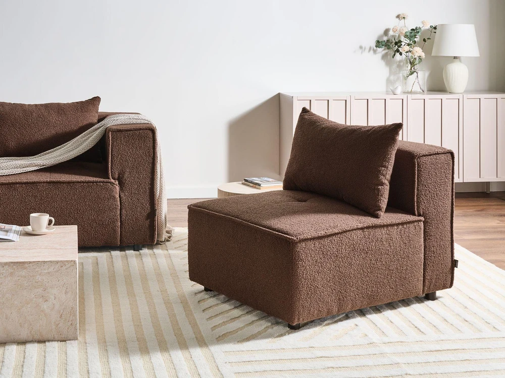 Sofa Beliani Vienvietis modulis AXEBO, rudas „boucle“