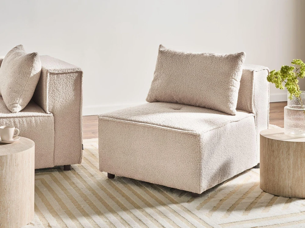 Sofa Beliani Vienvietis modulis AXEBO, smėlio spalvos boucle