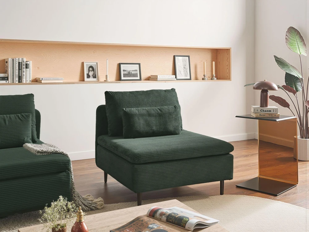 Sofa Beliani Vienvietis modulis EGERIS tamsiai žalias velvetas