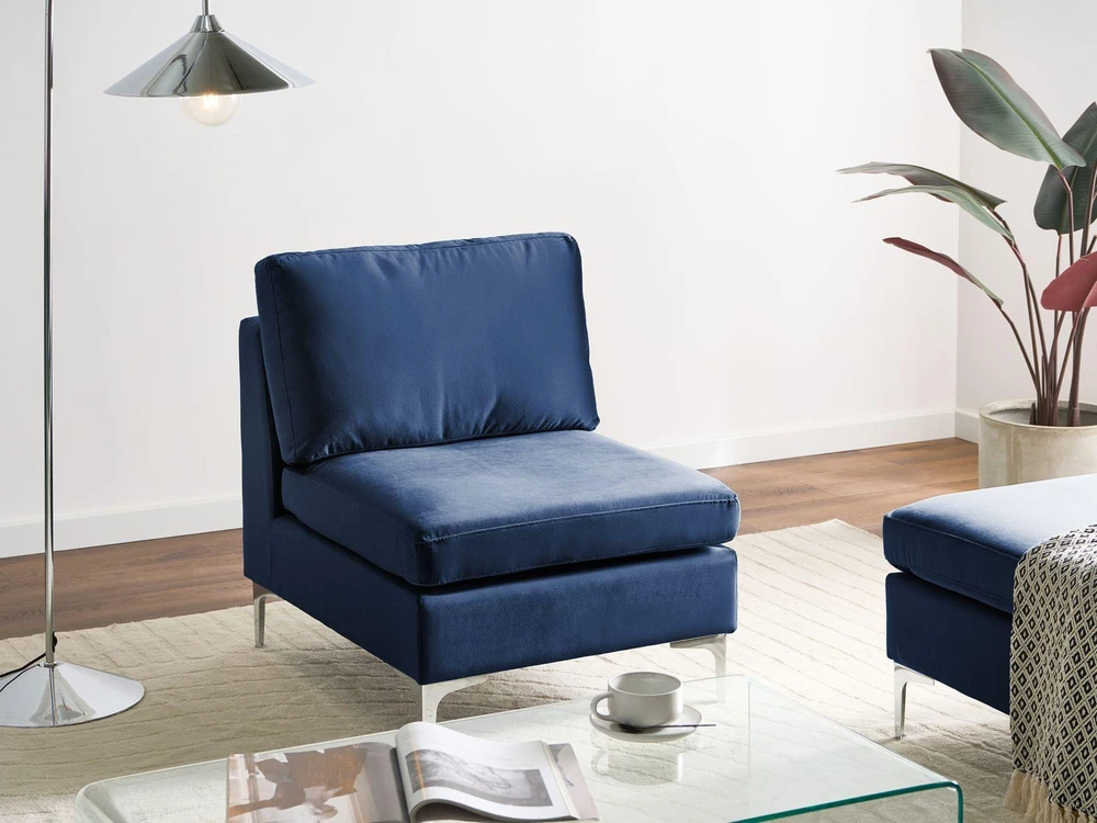 Sofa Beliani Vienvietis modulis EVJA tamsiai mėlynas veliūras