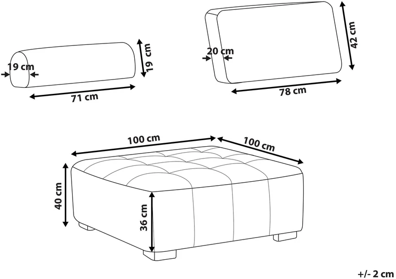 Sofa Beliani Vienvietis modulis TIBRO, pilkas