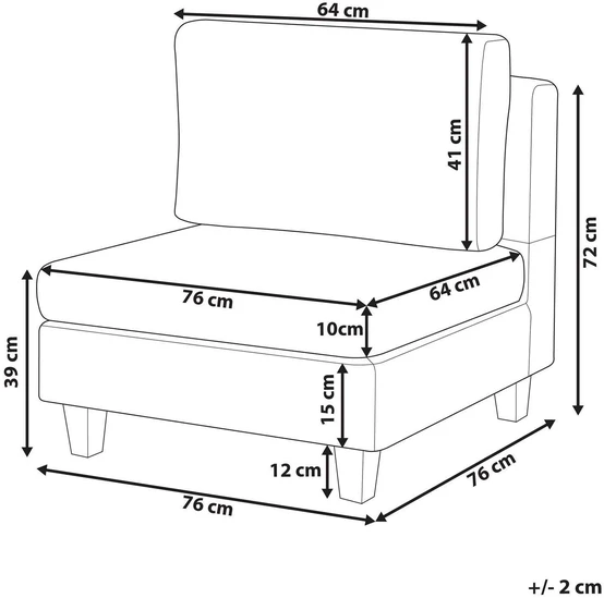 Sofa Beliani Vienvietis modulis UNSTAD juodas